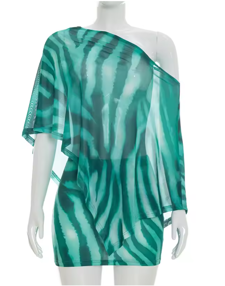 Animal Print Shawl & Skirt Set