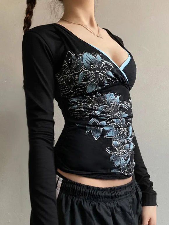 Vintage floral knit top