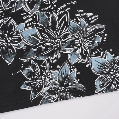 Vintage Floral Print Long Sleeve Knit T-Shirt
