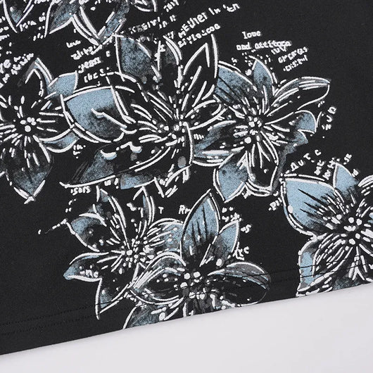 Vintage Floral Print Long Sleeve Knit T-Shirt