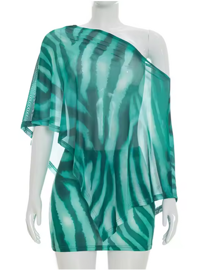 Animal Print Shawl & Skirt Set